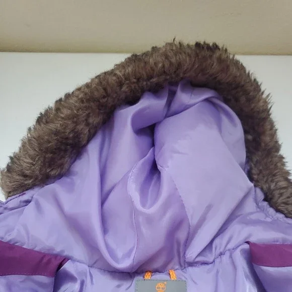 Timberland Girl 24M Puffer Puffy Jacket Coat & Ski Pants Purple Winter
